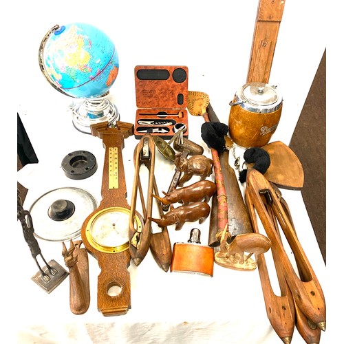 235 - Selection of miscellaneous includes carved wooden items, Light up globe etc