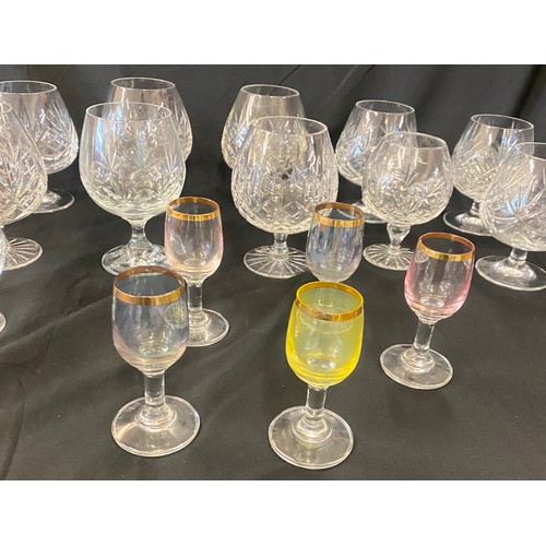 244 - Selection of crystal glass brandy glasses