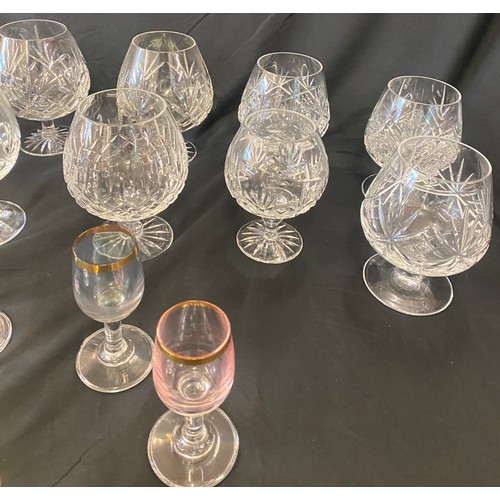 244 - Selection of crystal glass brandy glasses