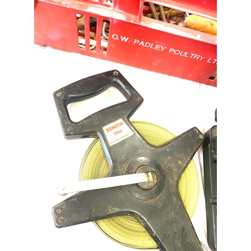 344 - Large selection of assorted tools includes tape, stanley plane, black and decker electric screwdrive... 