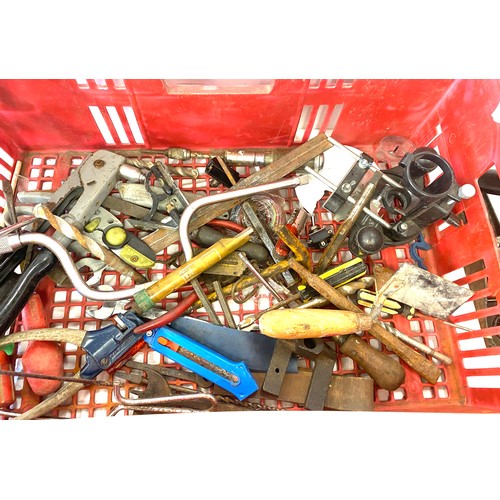 344 - Large selection of assorted tools includes tape, stanley plane, black and decker electric screwdrive... 
