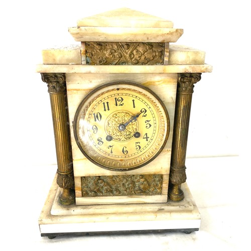 84 - Vintage 2 key hole Marble mantel clock in 3 separate pieces