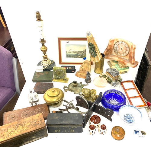 171 - Large selection of miscellaneous includes Clock, Perfume bottle Framed print etc