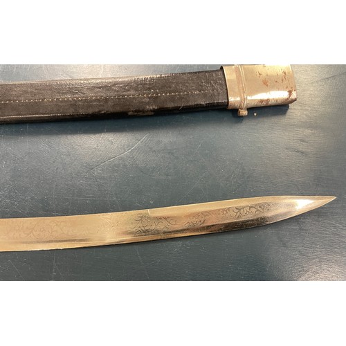 350 - Indian/ Persian sword and scabbard islamic script to blade