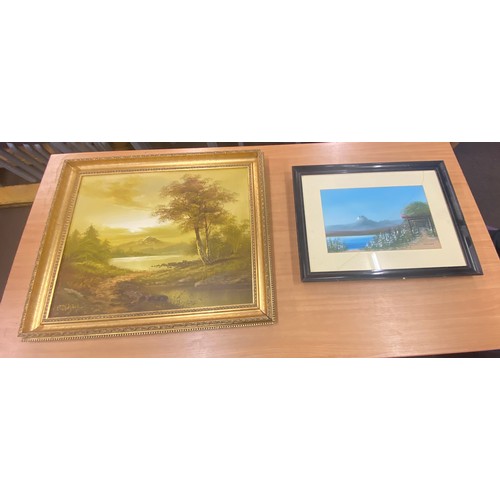70 - Gilt framed picture plus 1 other largest measures approx