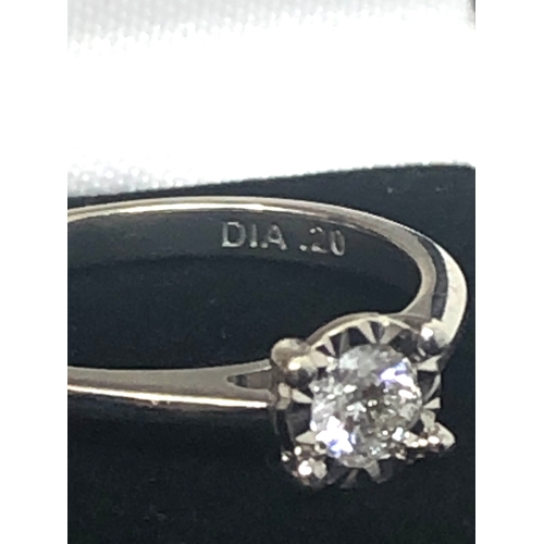 63 - 9ct white gold 0.20 ct diamond ring weight 2.2g