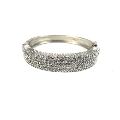 596 - Silver encrusted rhinestone ladies bracelet