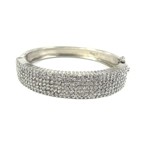 596 - Silver encrusted rhinestone ladies bracelet