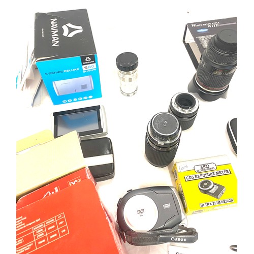 298 - Selection of cameras, lenses and a sat nav, all untested