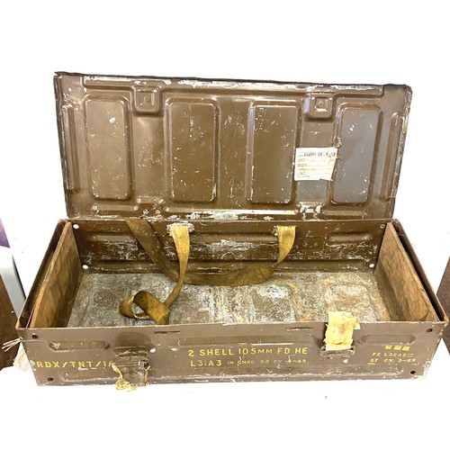 226 - Vintage metal ammunition box, approximate measurements:  Height 7 inches, width 26 inches, depth 10.... 