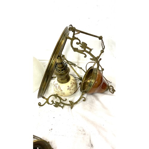 247 - Vintage french oil ceiling light converted to electric, untested