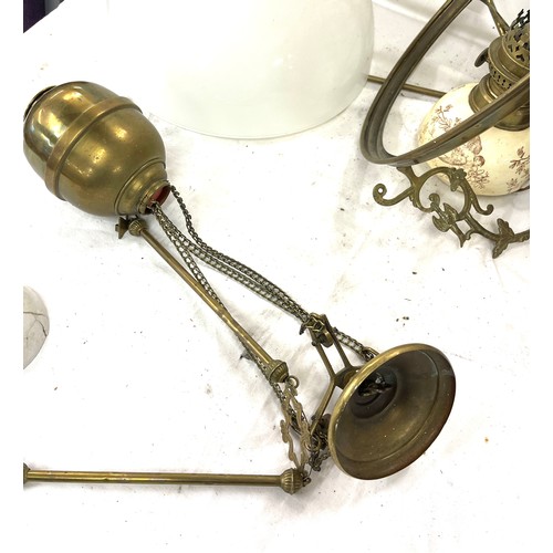 247 - Vintage french oil ceiling light converted to electric, untested