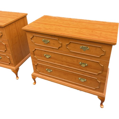 395 - Pair of three drawer small chests measures approx 28 inches tall by 32 inches wide and 16 inches dep... 