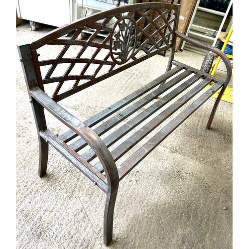 100C - Metal garden bench, approximate measurements: Height 18 inches Length 45 inches, Depth 30 inches