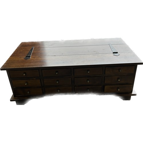376 - Reproduction apothacary low table, Height 17 inches, Wdth 46.5 inches, Depth 26.5 inches