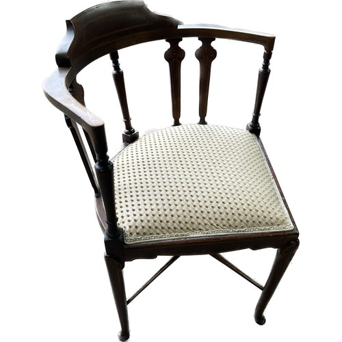 370 - Mahogany inlaid corner chair