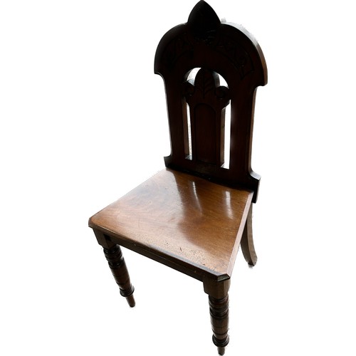 366 - Mahogany vintage wooden hall chair