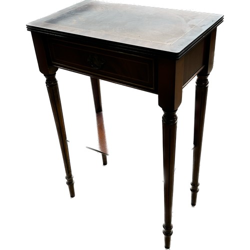 379 - One drawer inlaid mahogany hall table, approximate measurements: Height 30 inches, width 20 inches, ... 