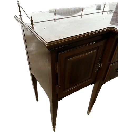 404 - Mahogany 2 Door, 2 Drawer, 6 legged sideboard with brass rail to top, approximate measurements: Heig... 