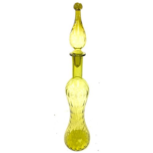 67 - Vintage green glass genie bottle with stopper