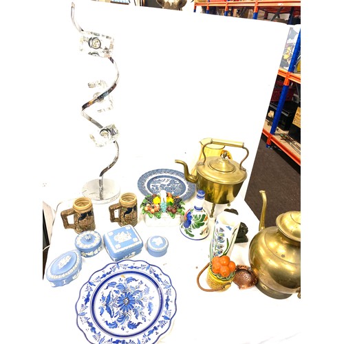 257 - Large selection of miscellaneous includes brass ware, pottery etc
