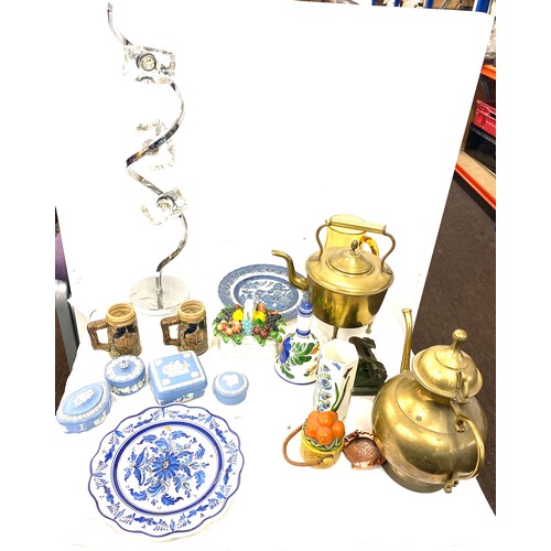 257 - Large selection of miscellaneous includes brass ware, pottery etc