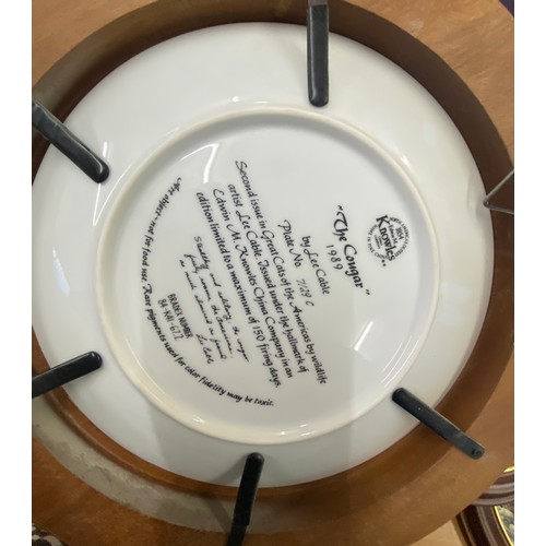 259 - Large selection of wooden framed collectors plates includes Edwin E Knowles, Jaguar in the hills etc