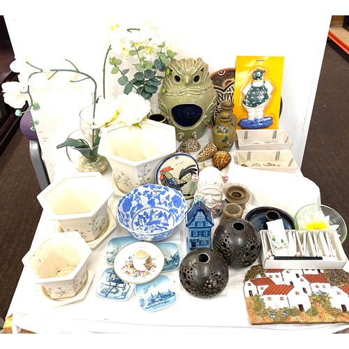 302 - Large selection of miscellaneous includes pottery, owl figure etc