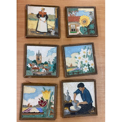 65 - Set of 6 Delft tiles, measures approx 5 inches squarer