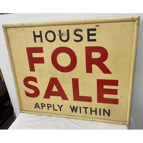 338 - Vintage wooden House For Sale Apply Within sign measures approx 25 inches by 30 inches