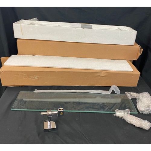 334 - Set of 4 glass shelves, brand new in box