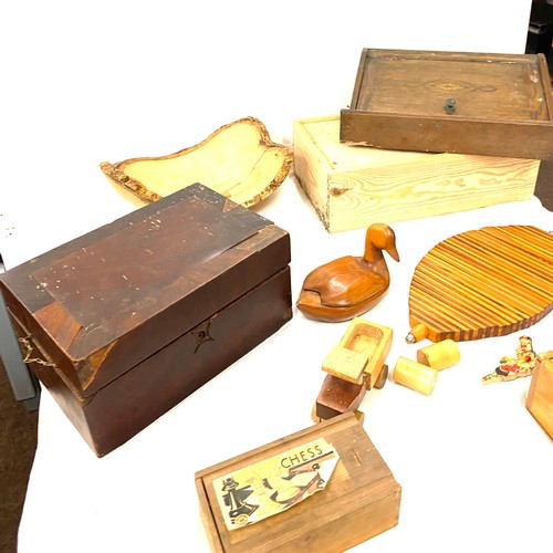 218 - Selection of wooden items to includes Pipe rack, tea caddy etc