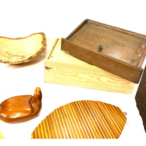 218 - Selection of wooden items to includes Pipe rack, tea caddy etc