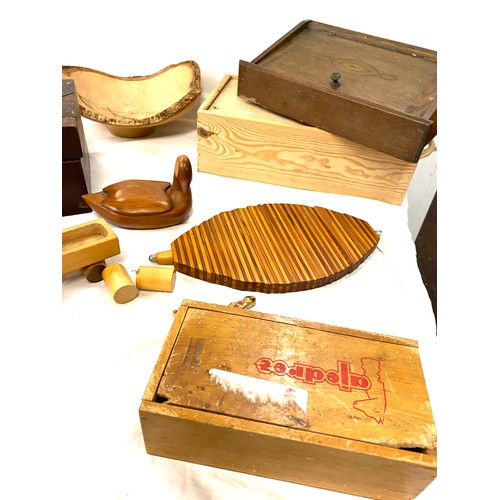 218 - Selection of wooden items to includes Pipe rack, tea caddy etc