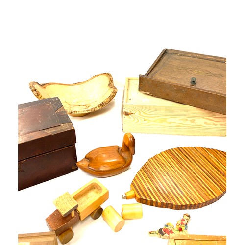 218 - Selection of wooden items to includes Pipe rack, tea caddy etc