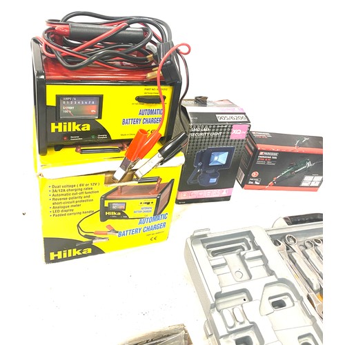 281 - Selection of assorted tools includes Hilka battery charger etc