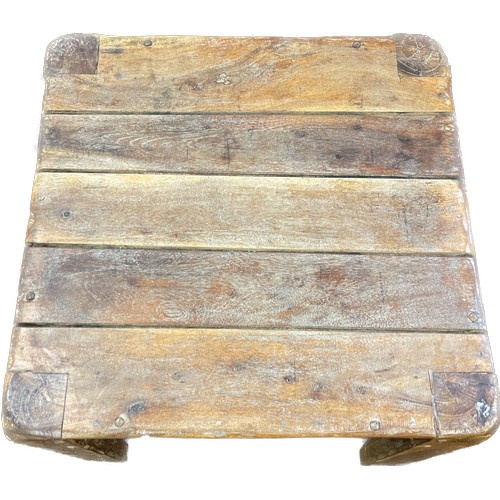 371 - White was oak coffee table measures approx 18 inches tall 24 inches square