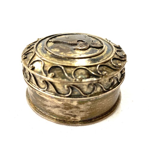 600 - Silver hallmarked 925 pill box, 4cm diameter