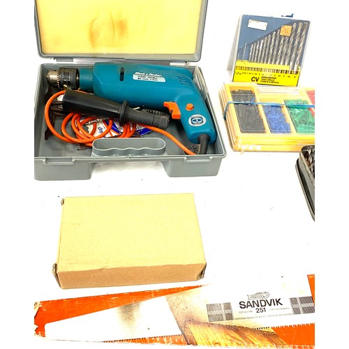 290 - Selection of tools includes black and decker, drill bits etc