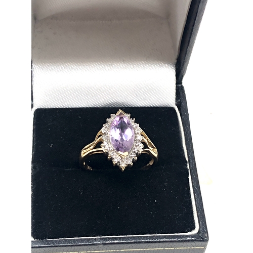 88 - 9ct gold amethyst & diamond ring weight 2.8g