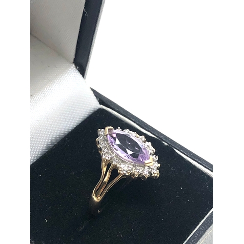 88 - 9ct gold amethyst & diamond ring weight 2.8g