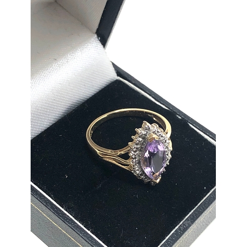 88 - 9ct gold amethyst & diamond ring weight 2.8g