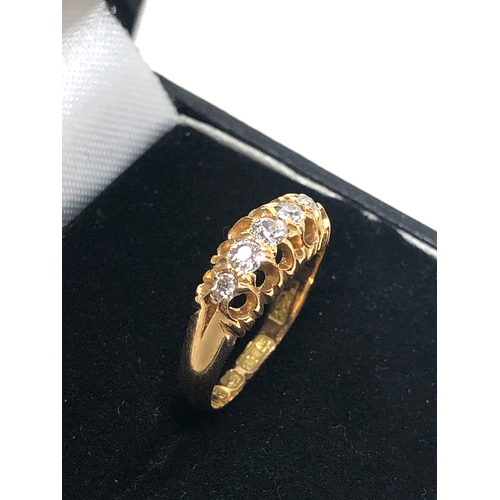 94 - Antique 18ct gold 5 stone diamond ring birmingham gold hallmarks weight 3g