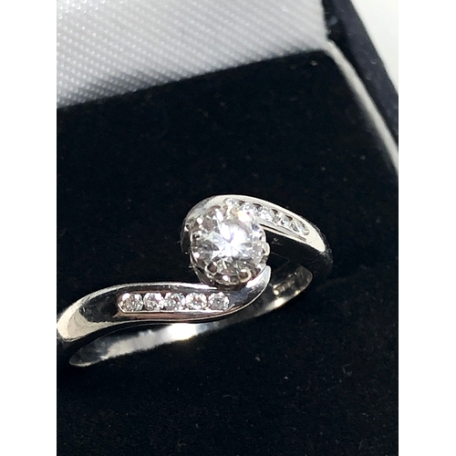 97 - 18ct white gold diamond ring est 0.50ct diamonds central diamond 4mm with diamond shoulders weight 4... 