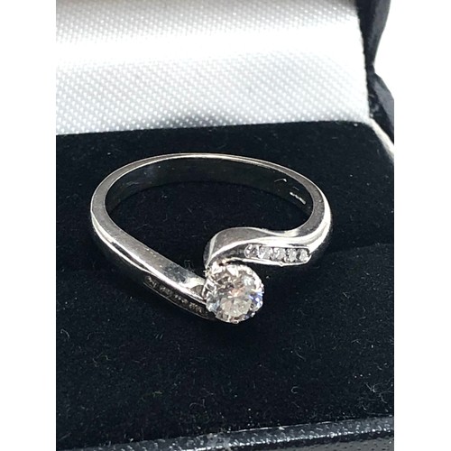 97 - 18ct white gold diamond ring est 0.50ct diamonds central diamond 4mm with diamond shoulders weight 4... 