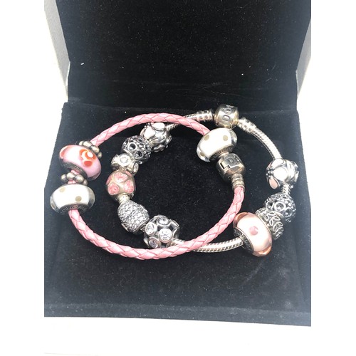 604 - 2 x Sterling Silver Pandora Bracelets