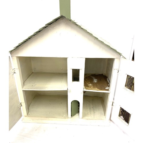 238 - Vintage wooden dolls house and accessories 24 inches tall 27 inches wide 11.5 inches depth