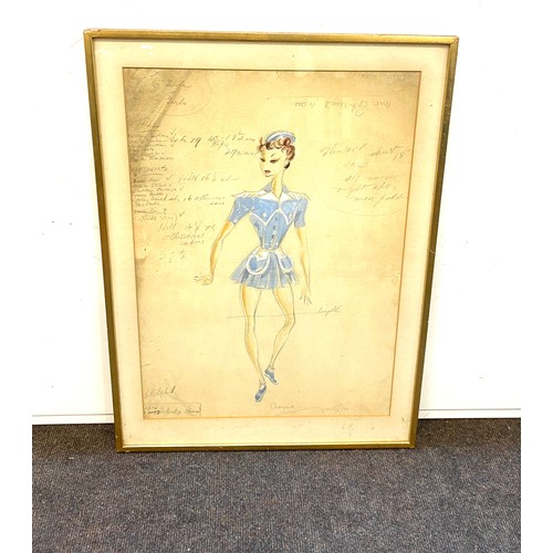 106 - Framed vintage fashion sketch, signed..., approximate frame measurements: Height 25 inches, Width 18... 