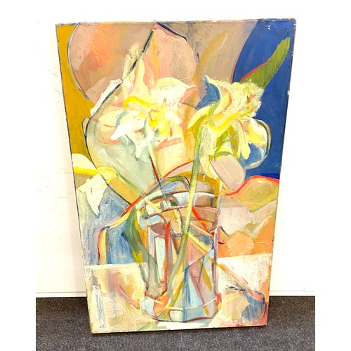 115 - Painting on Canvas depicting flowers presented in a vase, approximate measurements: Height 31 inches... 