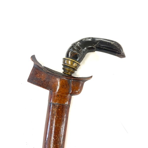 538 - Malayan Kris with horn handle engraved with initials, watered blade